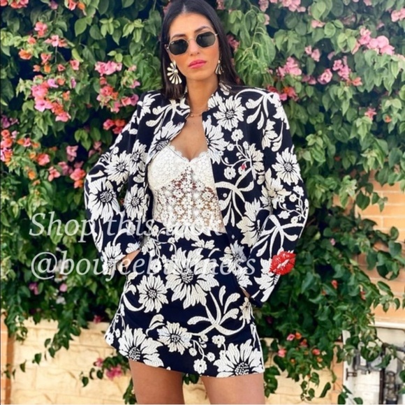 ZARA BNWT Jacquard Printed Blazer - Picture 4 of 7